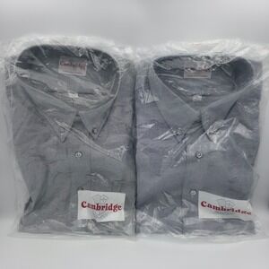 Vintage Cambridge Mens Blue Oxford Dress Shirt Button Down 16 32/33 Lot of 2